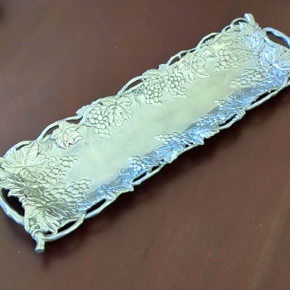 Arthur Court Vintage Grape Pattern Oblong Tray